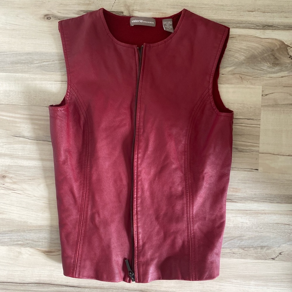 Red Leather Wool Vest